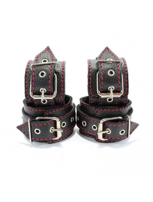 Черный бондажный набор с красной строчкой - БДСМ Арсенал - купить с доставкой в Ярославле