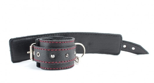 Черные наручники из натуральной кожи на карабинах - БДСМ Арсенал - купить с доставкой в Ярославле