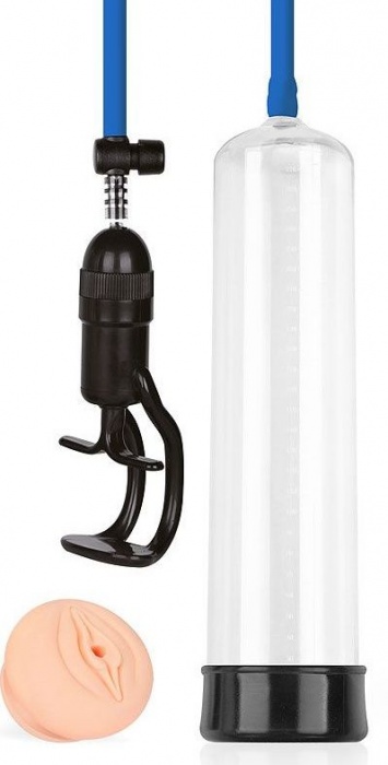 Прозрачная вакуумная помпа Sex Expert с насадкой-вагиной - Sex Expert - в Ярославле купить с доставкой