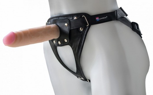 Черный пояс-трусики с насадкой  Soft-Принц  - 17 см. - LOVETOY (А-Полимер) - купить с доставкой в Ярославле