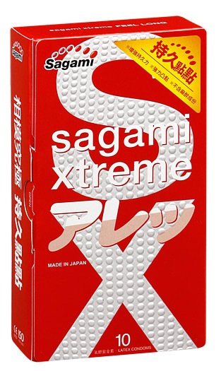Утолщенные презервативы Sagami Xtreme Feel Long с точками - 10 шт. - Sagami - купить с доставкой в Ярославле
