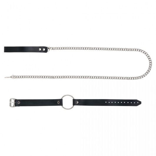 Черный поводок и чокер с кольцом Rada - Rebelts - купить с доставкой в Ярославле