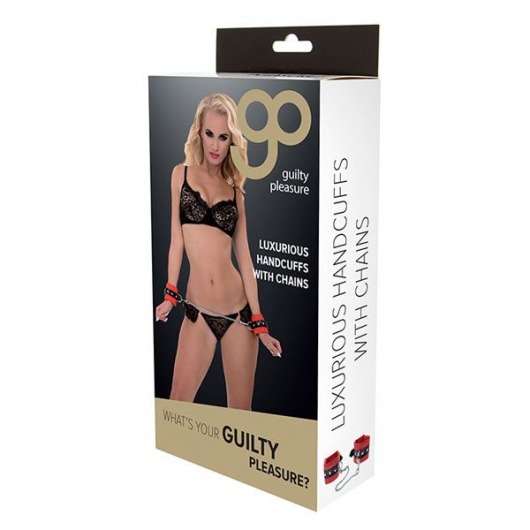 Красно-чёрные наручники на металлической цепочке - Blush Novelties - купить с доставкой в Ярославле