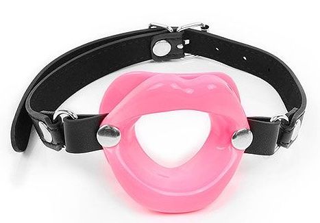 Розовый кляп-губки на черном ремешке - Notabu - купить с доставкой в Ярославле