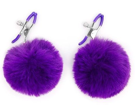 Зажимы для сосков с фиолетовым пушком - Notabu - купить с доставкой в Ярославле