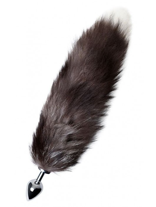 Серебристая металлическая анальная втулка с хвостом чернобурой лисы - размер S - ToyFa - купить с доставкой в Ярославле