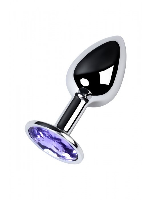 Серебристая конусовидная анальная пробка с фиолетовым кристаллом - 7 см. - ToyFa - купить с доставкой в Ярославле