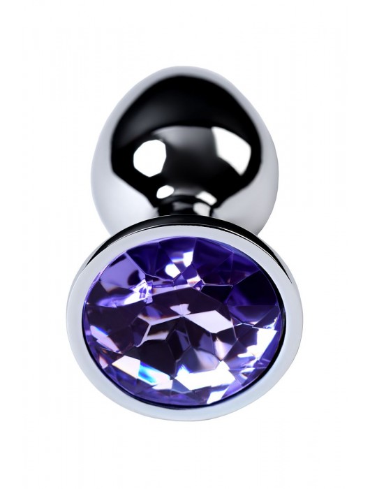 Серебристая конусовидная анальная пробка с фиолетовым кристаллом - 7 см. - ToyFa - купить с доставкой в Ярославле