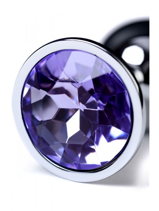 Серебристая конусовидная анальная пробка с фиолетовым кристаллом - 7 см. - ToyFa - купить с доставкой в Ярославле