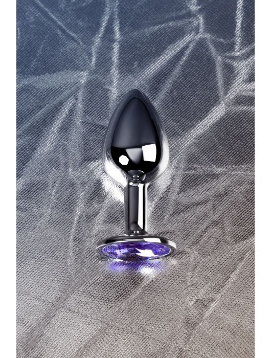 Серебристая конусовидная анальная пробка с фиолетовым кристаллом - 7 см. - ToyFa - купить с доставкой в Ярославле