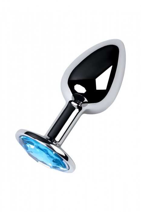 Серебристая конусовидная анальная пробка с голубым кристаллом - 7 см. - ToyFa - купить с доставкой в Ярославле