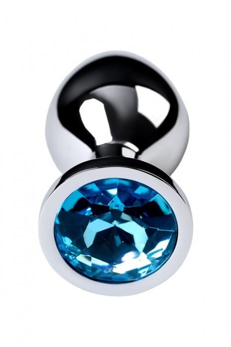 Серебристая конусовидная анальная пробка с голубым кристаллом - 8 см. - ToyFa - купить с доставкой в Ярославле