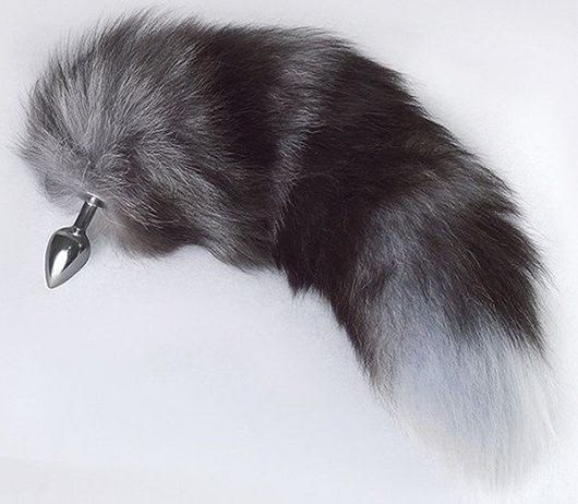 Серебристая анальная пробка с пушистым хвостом - Sitabella - купить с доставкой в Ярославле