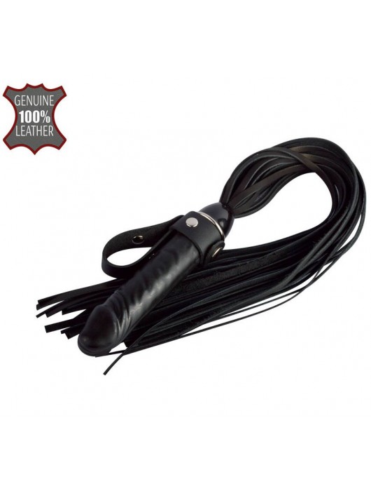 Черная плеть  Ковбой  с ручкой-фаллосом - 55 см. - Sitabella - купить с доставкой в Ярославле