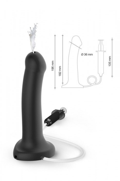 Черный фаллос с имитацией эякуляции Silicon Cum Dildo L - 19,6 см. - Strap-on-me - купить с доставкой в Ярославле