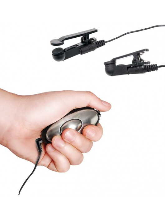 Черные электрические зажимы для сосков Shock Therapy Nipple Clamps - Pipedream - купить с доставкой в Ярославле