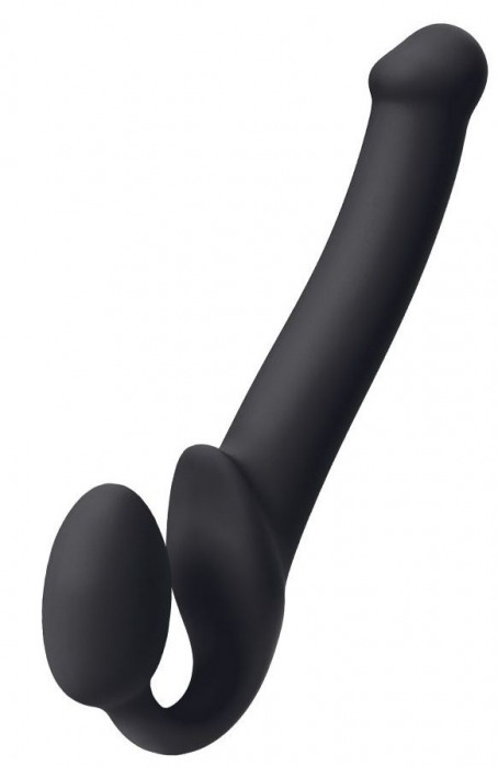 Черный безремневой страпон Silicone Bendable Strap-On M - Strap-on-me - купить с доставкой в Ярославле