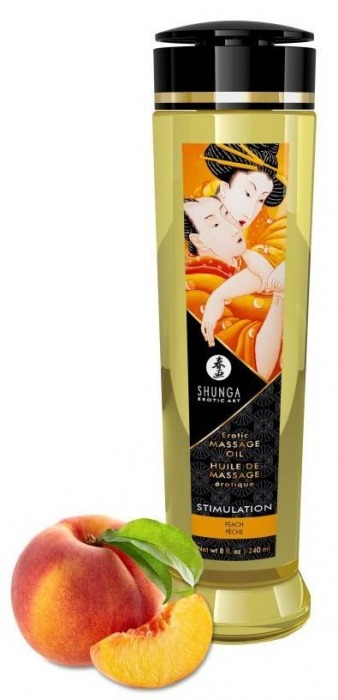 Массажное масло для тела с ароматом персика Stimulation - 240 мл. - Shunga - купить с доставкой в Ярославле