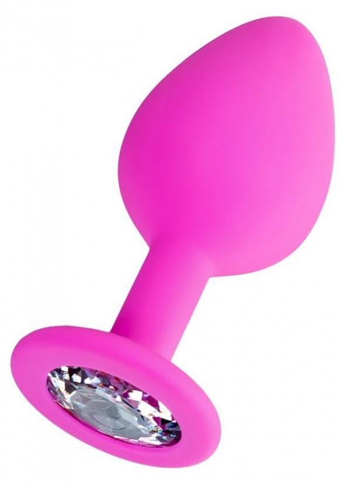 Розовая анальная втулка Brilliant с прозрачным кристаллом - 8 см. - ToyFa - купить с доставкой в Ярославле