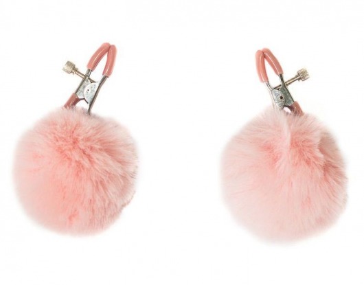 Зажимы на соски Angelic с розовыми меховыми шариками - Lola Games - купить с доставкой в Ярославле