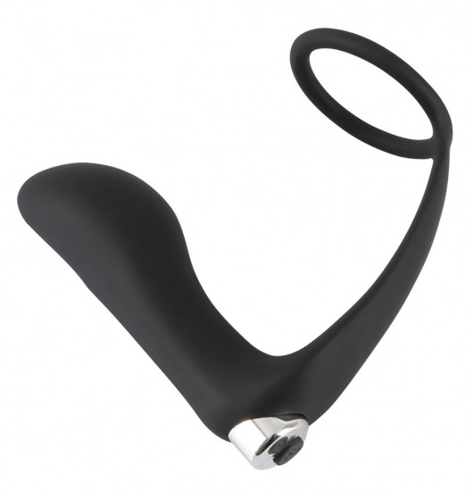 Черное эрекционное кольцо с анальной вибропробкой Vibrating Ring   Plug - Orion - в Ярославле купить с доставкой