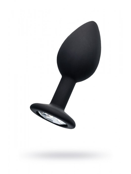 Черная анальная втулка с прозрачным стразом - 7,2 см. - POPO Pleasure - купить с доставкой в Ярославле