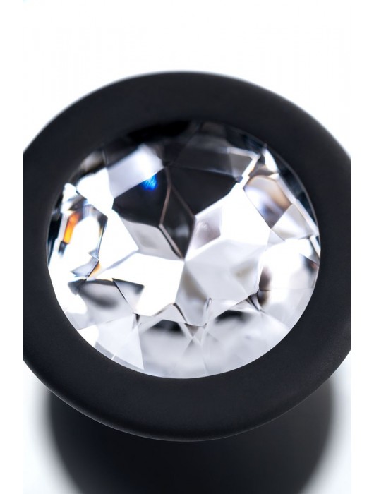 Черная анальная втулка с прозрачным стразом - 7,2 см. - POPO Pleasure - купить с доставкой в Ярославле