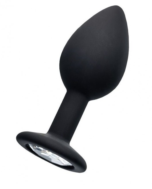 Черная анальная втулка с прозрачным стразом - 7,2 см. - POPO Pleasure - купить с доставкой в Ярославле