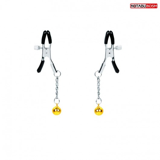 Оригинальные зажимы на соски с желтыми шариками - Notabu - купить с доставкой в Ярославле