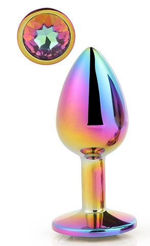 Голографическая анальная втулка с радужным кристаллом - 7,1 см. - Dream Toys - купить с доставкой в Ярославле