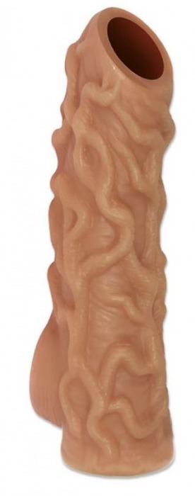 Телесная насадка с венками и открытой головкой Nude Sleeve M - 12 см. - KOKOS - в Ярославле купить с доставкой