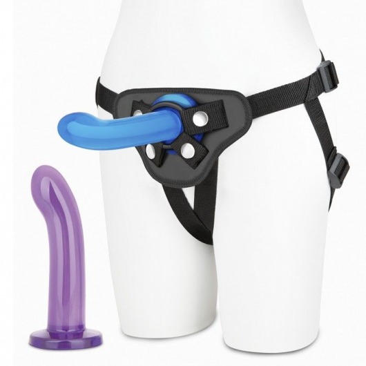 Страпон унисекс Beginners Strap-On с 2 насадками - 15 и 13 см. - Lux Fetish - купить с доставкой в Ярославле