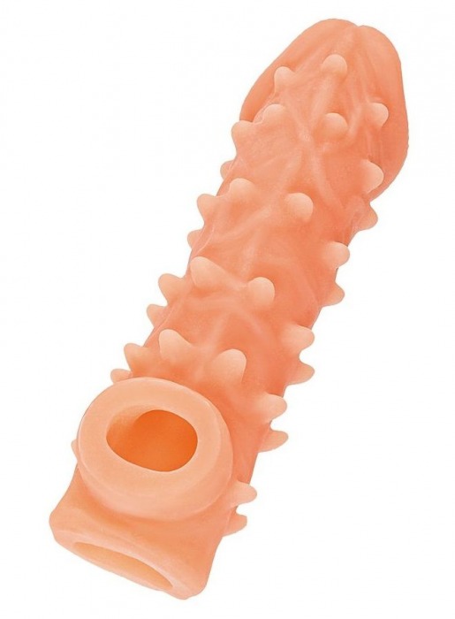Телесная закрытая насадка с пупырышками Cock Sleeve Size L - 17,6 см. - KOKOS - в Ярославле купить с доставкой