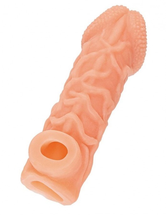 Телесная закрытая насадка с венками Cock Sleeve Size S - 13,8 см. - KOKOS - в Ярославле купить с доставкой