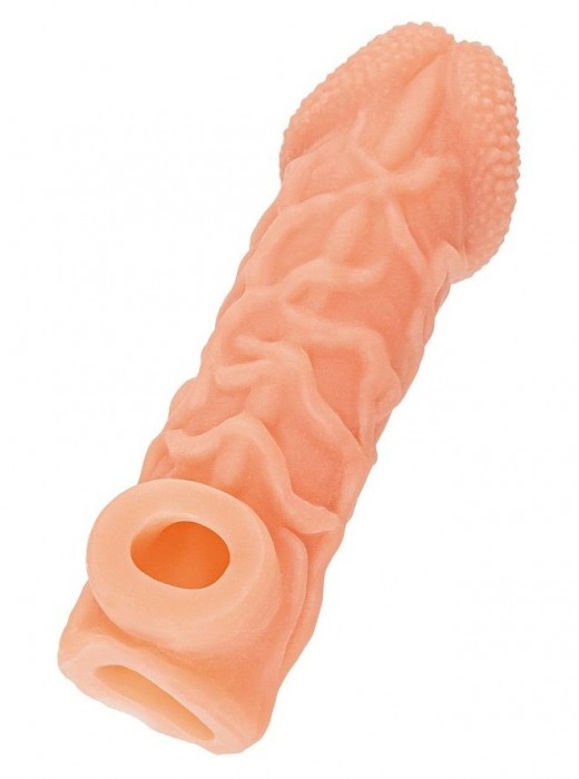 Телесная закрытая насадка с венками Cock Sleeve Size L - 17,6 см. - KOKOS - в Ярославле купить с доставкой