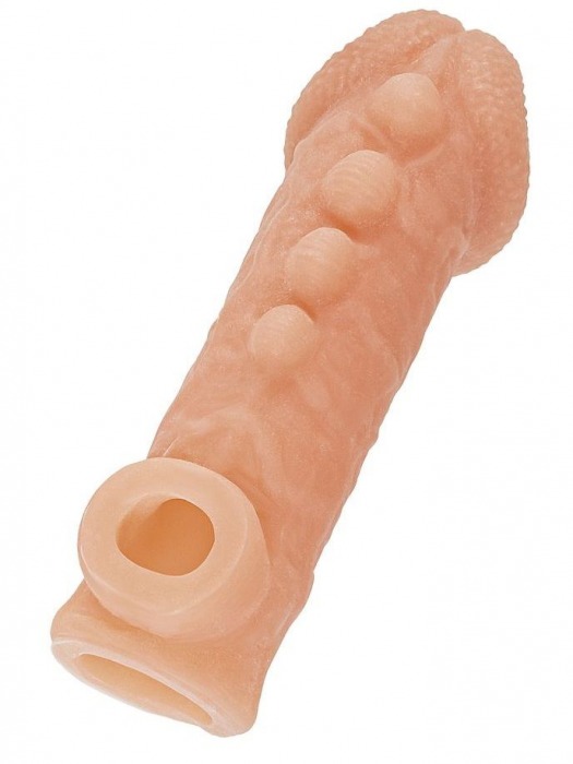 Телесная закрытая насадка с шишечками Cock Sleeve Size M - 15,6 см. - KOKOS - в Ярославле купить с доставкой