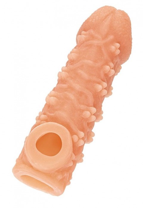 Телесная закрытая насадка с пучками шишечек Cock Sleeve Size M - 15,6 см. - KOKOS - в Ярославле купить с доставкой