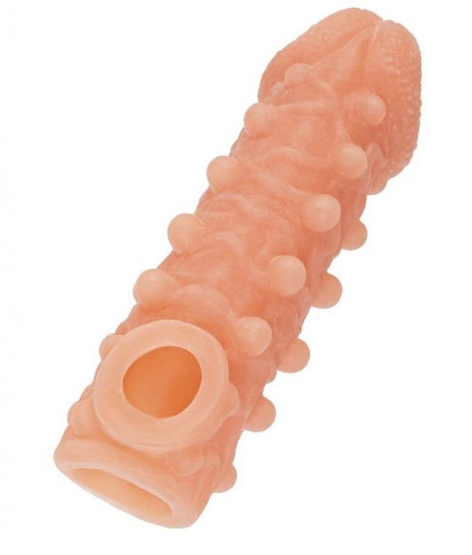 Телесная закрытая насадка с шариками Cock Sleeve Size M - 15,6 см. - KOKOS - в Ярославле купить с доставкой
