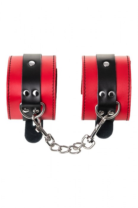 Красно-черные оковы на ноги из кожи - ToyFa - купить с доставкой в Ярославле