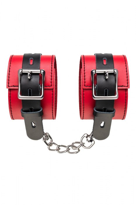 Красно-черные оковы на ноги из кожи - ToyFa - купить с доставкой в Ярославле