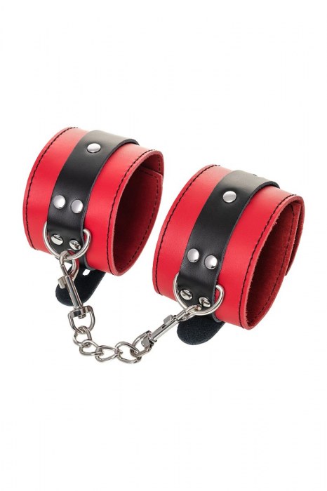 Красно-черные оковы на ноги из кожи - ToyFa - купить с доставкой в Ярославле