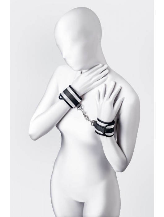 Серебристо-черные наручники Anonymo - ToyFa - купить с доставкой в Ярославле