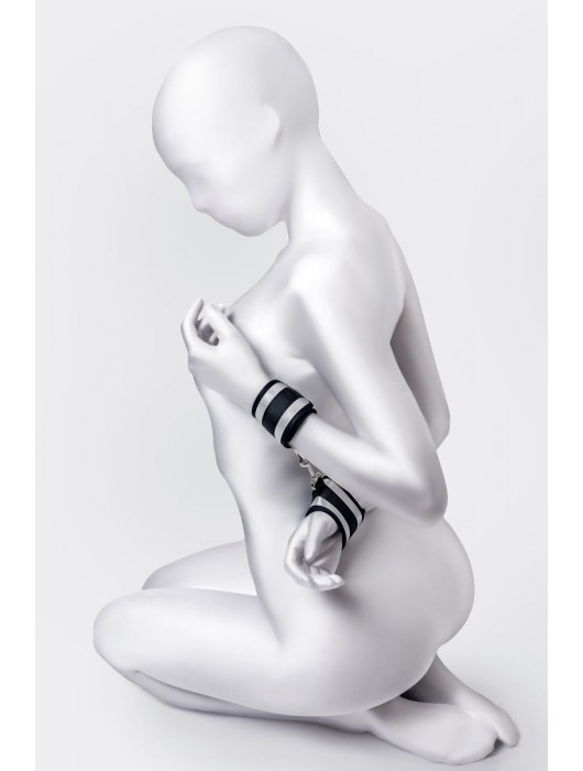 Серебристо-черные наручники Anonymo - ToyFa - купить с доставкой в Ярославле