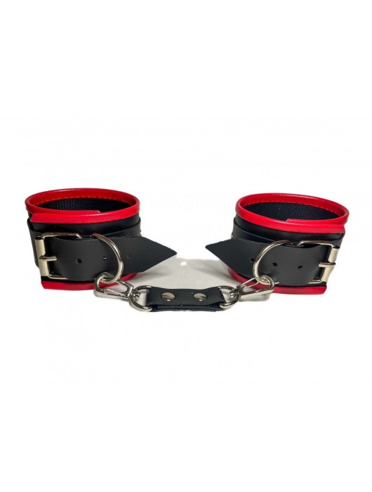 Черно-красные наручники из эко-кожи - БДСМ Арсенал - купить с доставкой в Ярославле