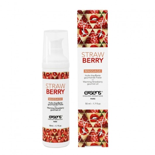 Разогревающее массажное масло  с ароматом клубники Gourmet Strawberry - 50 мл. - Exsens - купить с доставкой в Ярославле