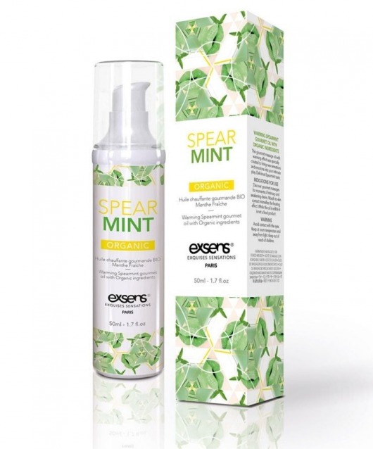 Разогревающее массажное масло Gourmet Spearmint Organic с органическими ингредиентами - 50 мл. - Exsens - купить с доставкой в Ярославле