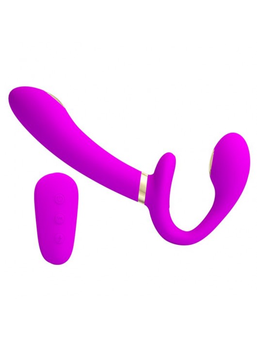 Лиловый безремневой страпон с функцией электростимуляции Thunderbird - Baile - купить с доставкой в Ярославле
