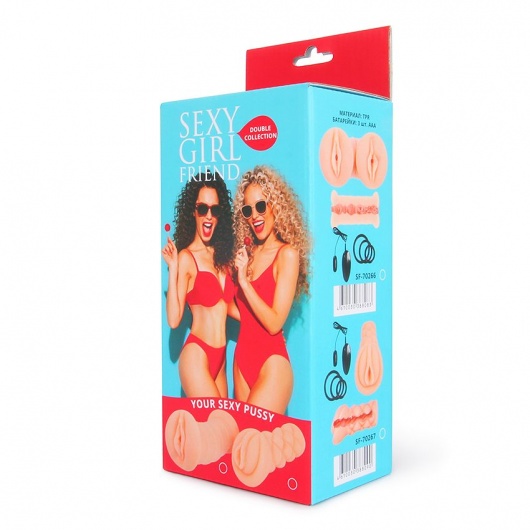 Телесный мастурбатор-вагина с вибрацией и комплектом эрекционных колец - Bior toys - в Ярославле купить с доставкой