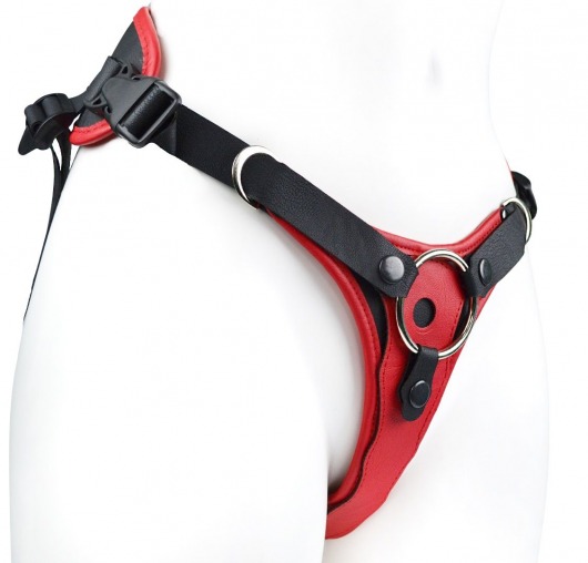 Красно-черный женский пояс с 2 способами крепления насадок - LOVETOY (А-Полимер) - купить с доставкой в Ярославле