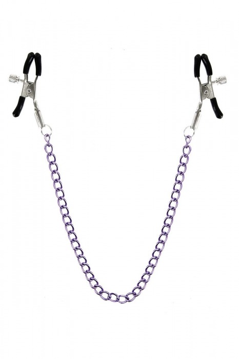 Зажимы для сосков с фиолетовой цепочкой Sweet Caress Nipple Chain - Sweet Caress - купить с доставкой в Ярославле